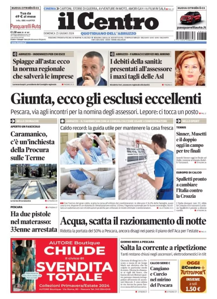 Prima-pagina-il centro-oggi-edizione-del-2024-06-23